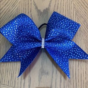 Blue Rhinestone Cheer Bow